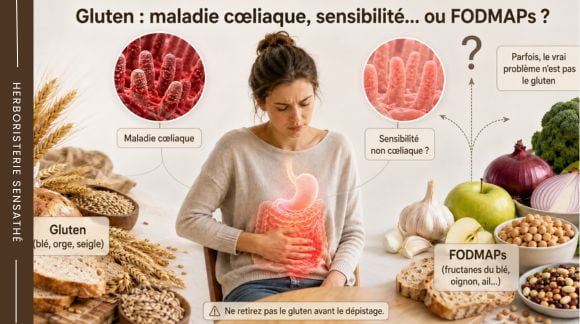 Intolérance alimentaire au gluten ou aux FODMAPs  douleurs digestives, maladie cœliaque et sensibilité au gluten - Herboristerie Sensathé